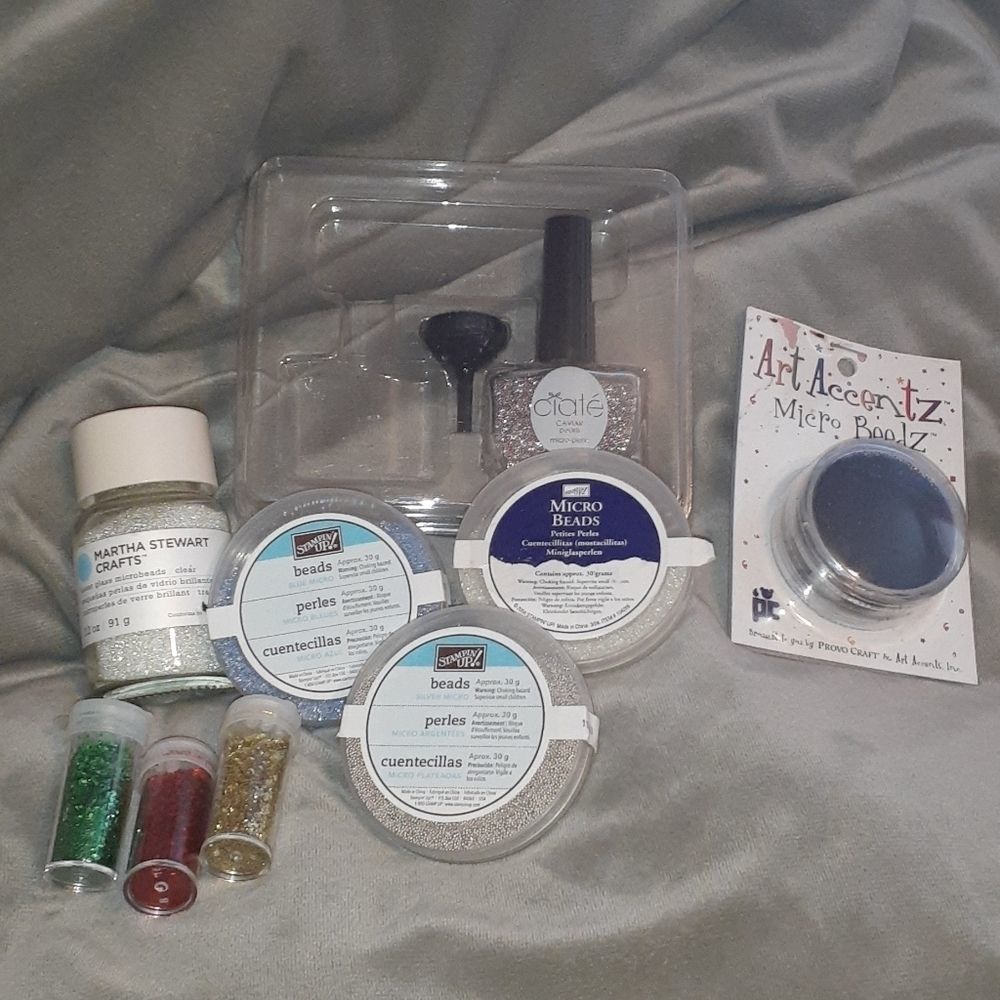 Nail Art Set Microbeads Caviar Glitter Tray Funnel